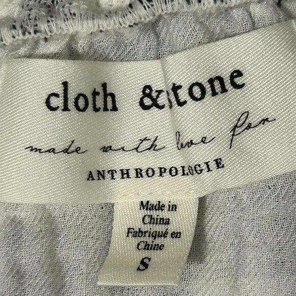 Women's Cloth & Stone Anthropologie Black/White Checked Cropped Top - SMALL - Picture 12 of 13